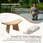 Wooden Meditation Bench for Seiza & Yoga Practice - Ergonomic Kneeling Prayer Stool with Curved Seat - Natural Floor Bench for Meditation, Mindfulness, Prayer & Yoga Sessions