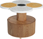 Christopher Knight Home Maven Four-Leaf Clover Side Table with Drawer, Modern Sofa End Table for Living Room, Wooden Accent Table with Pedestal Base, Natural+Yellow+White