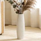 Large Floor Ceramic Vase 17.7 Inches Tall,White Modern Flower Tall Vases for Office, Home,Farmhouse,Living Room Décor,Simple Origami Design Fall Decorative Porcelain Flower Arrangement Vase Ideal Gift