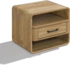 LuxenHome Modern Nightstand with Drawer and Open Shelf,15.7" H Wood Accent End Table and Night Stand with Rounded Corners, Small Bedside Table with Storage for Bedroom，Living Room