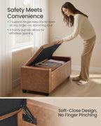 SONGMICS Storage Ottoman, Storage Chest Bench with Legs, End of Bed Bench with Safety Hinges, Pull Tab, for Living Room, Bedroom, 19.7 x 47.6 x 16.5 Inches, Synthetic Leather, Coffee Brown ULOM521KQ01