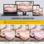 60.2" Oversized Chaise Lounge Chair, Boneless Corduroy Cloud Couch, Deep Seat Convertible Sofa Bed with 3 Pillows, Wide Armrests, Side Pocket, No Assembly (Baby Pink)