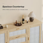 63" Large Farmhouse Storage Cabinet with 3 Drawers 2 Doors, Wood Buffet Sideboard Cabinet Coffee Bar for Kitchen, Living Room