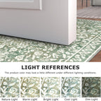 Vintage Washable Runner Rug 2x6, Sage Green Beige Runners for hallways, Super Soft Kitchen Runner Rug Non Slip, Printed Faux Wool Floral Thin Carpet Runner for Entryway Laundry Room Bedroom