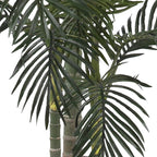 Nearly Natural 6.5ft Artificial Golden Cane Palm Tree, Lifelike Silk Indoor Palm With Three Textured Trunks Flexible Fronds Nursery Planter, Low Maintenance