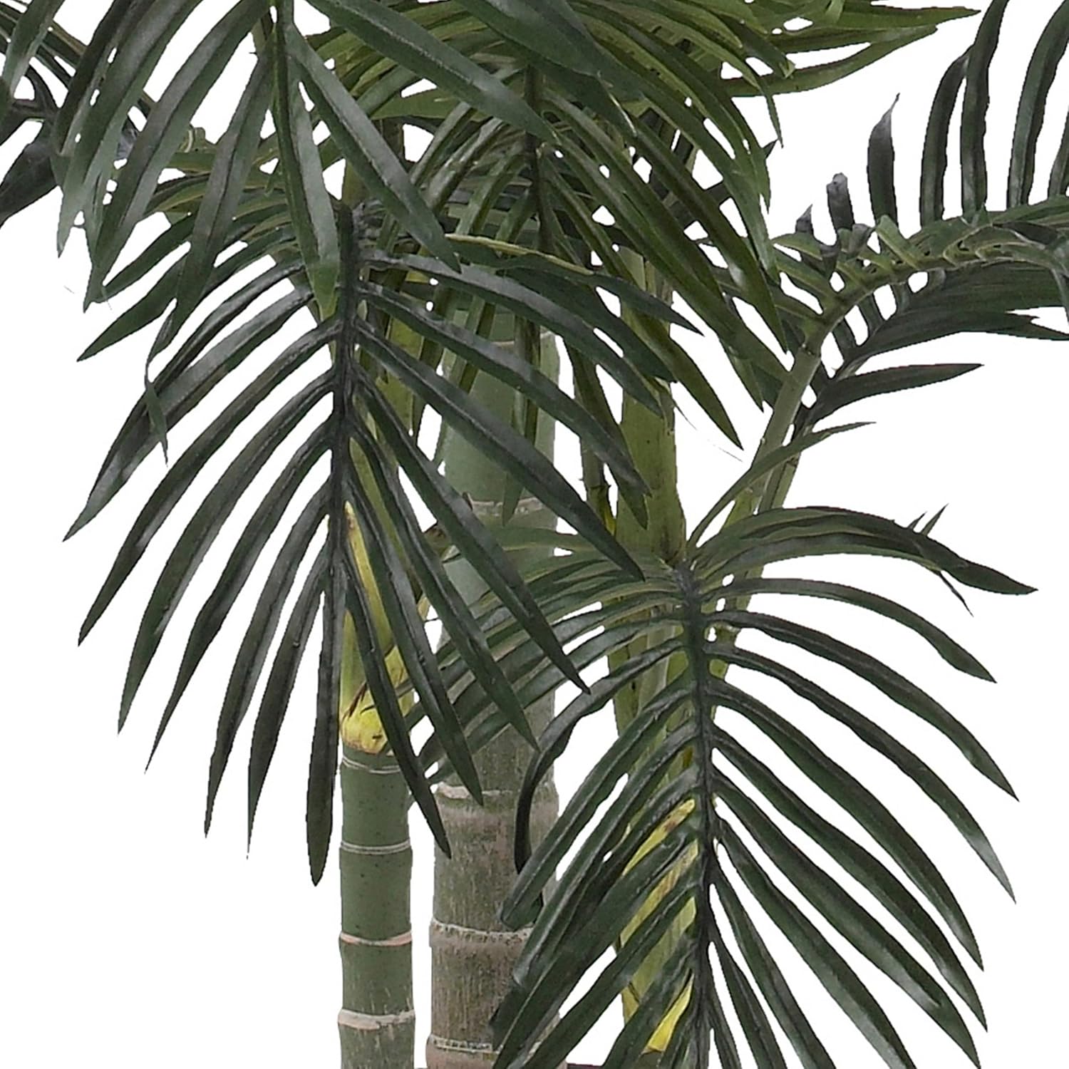 Nearly Natural 6.5ft Artificial Golden Cane Palm Tree, Lifelike Silk Indoor Palm With Three Textured Trunks Flexible Fronds Nursery Planter, Low Maintenance