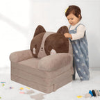MONKISS Kids Couch, Comfy Toddler Chair, 2 in 1 Fold Out Kids Sofa, Baby Sitting Chair with Washable Cover, Toddler Furniture for Reading, TV and Playroom, Birthday Gift, 1-4 Years Old, Cute Dog