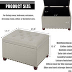 Storage Ottoman, 24" Linen Fabric Rectangle Bench Foot Rest Stool, Fabric Footrest Ottomans with Storage, Storages Seats for Living Room, Bedroom, Office