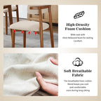Wooden Dining Chairs Set of 4 Mid Century Modern Upholstered Farmhouse Dining Room Chair with Solid Wood Legs, Fabric Kitchen Side Chairs with Ergonomic Curved Backrest