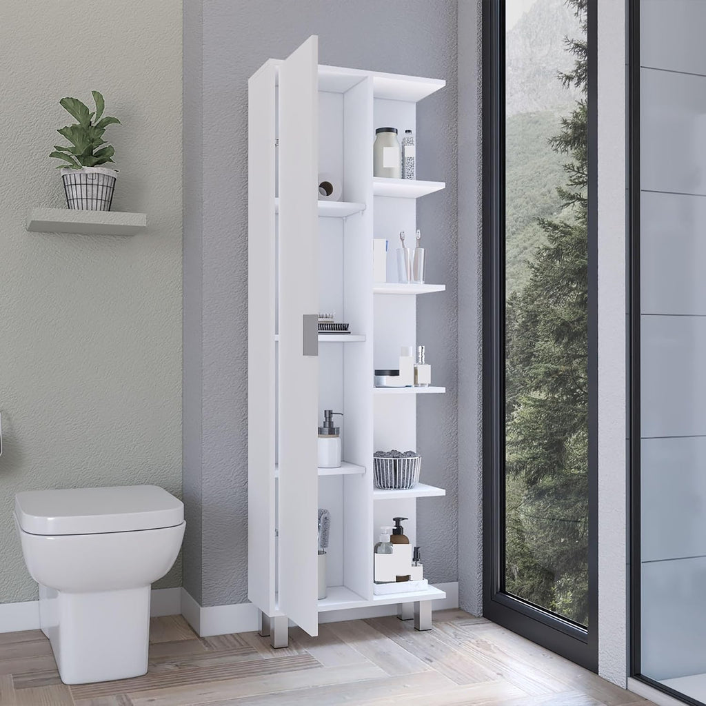 Modern Minimalist Cabinet, Contemporary Storage Locker with 1 Door and 9 Shelves,for Kitchen Home