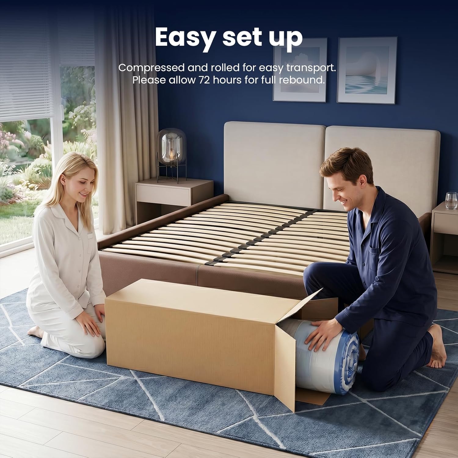 VKT 12 Inch Mttress Queen Size, Memory Foam Hybrid Mattresses in a Box, Medium Firm, Pocket Springs for Motion Isolation, CertiPUR-US and Oeko TEX Certified