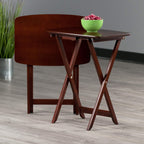 Winsome Darlene Set of 2 Foldable Snack Tables, 26" in Walnut, Easy to Store Portable Fold Up Table Set for Kitchen, Living Room TV Dining, Crafts, Puzzles, Work From Home