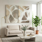 IUI Large Modern Abstract Canvas Wall Art - Neutral Gray, Beige & Gold Textured Canvas Prints, Minimalist Geometric Painting Artwork for Living Room Bedroom Office - 28" x 40"x 2