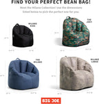 Big Joe Milano Bean Bag Chair for Kids, Teens, Adults, Durable Easy-Clean Navy Smartmax, Nylon Polyester Blend, Lightweight Seat for Reading Nook and Gaming, 2.5 Foot Refillable