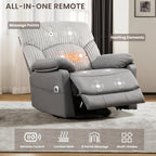 GRAINELL Power Recliner Chair with Massage and Heat, Electric Recliner Nursery Rocking Chairs, USB, Gliding & 270° Swivel Recliner, for Living Room Nursery Chair, Grey