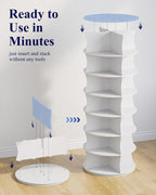 Kitsure Shoe Rack - 7-Tier Rotating Shoe Rack Tower, 360° Revolving Display & Storage Solution with Lazy Susan, Space-Saving Shoe Rack for Entryway, Closet, Bedroom, White
