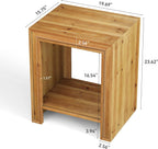 Solid Wood End Table, 2-Tier Farmhouse Side Table with Storage Shelves, Rustic Narrow Nightstand for Small Spaces, Living Room, Bedroom, Warm Brown (1)