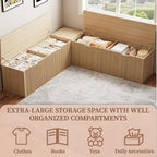 L-Shaped Corner Bench with Hidden Storage – Backless Breakfast Nook Seating, Modular Corner Nook Bench for Kitchen or Dining Room, Space-Saving Dining Bench with Storage