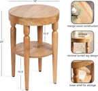 Kate and Laurel Ardentown Modern Round Wood Side Table, 16 x 16 x 24, Natural Wood, Turned Leg Two-Tier End Table for Use as a Bedroom Nightstand or Living Room Plant Stand Table