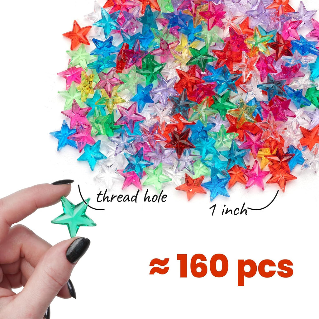 Plastic Stars - Gemstones and Crystals - Pack of 160pcs Vase Filler - Jewels for Crafts - Fish Tank Rocks - Sensory Bin Filler - Gems for Crafting - Fake Ice - Aquarium Stones - Multicolored