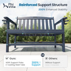 PHI VILLA 50 Inches HDPE Outdoor Bench Weatherproof Garden Bench with 700 lbs Capacity, 2-Person Patio Benches for Outside, Park, Yard and Porch, Navy Blue