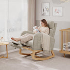 GarveeHome Rocking Chair, Modern Nursery Glider Chair with Side Pockets and Pillow, Rocker Chair for Living Room Bedroom Nursing Room, Grey