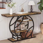 Entryway Table for Foyer,41.3 Inch Industrial Narrow Console Table,Accent Decor Living Room Furniture,Hallway & Sofa Table for Entrance,4-Tier Storage Shelves,Metal Frame,Thick Wood Top