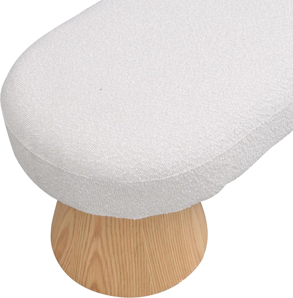Christopher Knight Home Manila 49" Oval Dining Bench, Boucle Ottoman Bench, Large Dining Chair, Comfort Kitchen Seating, Comfort Long Footstool for Living Room Dining Room, No Assembly Needed, Beige