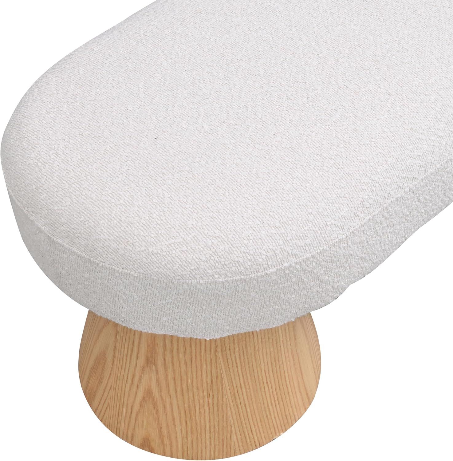 Christopher Knight Home Manila 49" Oval Dining Bench, Boucle Ottoman Bench, Large Dining Chair, Comfort Kitchen Seating, Comfort Long Footstool for Living Room Dining Room, No Assembly Needed, Beige