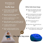 Huddle Original Stuffed Animal Storage Chair Washable Bean Bag Cover (No Filler) for the Perfect Kids Bean Bag Chair. XL Bean Bag Stuffed Animal Storage Bags | Store 100+ Toys 100% Cotton Canvas Grey