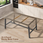 71" Industrial Dining Table for 6-8 People, Rectangular Kitchen Table with Large Wood Top & Sturdy Metal Frame, Spacious Office Writing Desk for Home, Kitchen, Family Gatherings, Grey