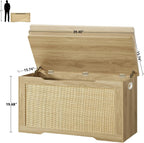 usikey 39.4” Storage Chest, Toy Box with 2 Safety Hinges, Toy Chest for Bedroom, Storage Bench with Storage, Shoe Bench, Supports 220 lb, for Living Room, Entryway, Natural