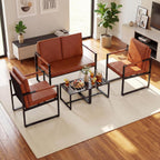 Giantex Indoor Square Side Tables, Set of 2 Metal End Tables with Slatted Tabletop, Heavy Duty Metal Frame & Adjustable Foot Pads, 2 Small Plant Stands for Living Room, Guest Room, Office, Black