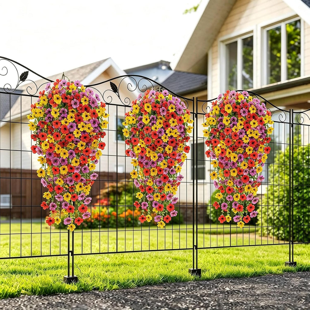 4 Pcs Artificial Flowers for Outdoors Summer Decor, URealistic Fake Flowers UV Resistant Hanging Flowers Silk Faux Plants for Outside, Garden, Yard,Porch, Wall Home Indoor (Mix Color)