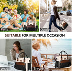 MIYCOO Lunch Bag Lunch Box Women - Leakproof Insulated Lunch Cooler Bag for Women - Large Lunch Tote Bags Adults, Black with Off White with Brown