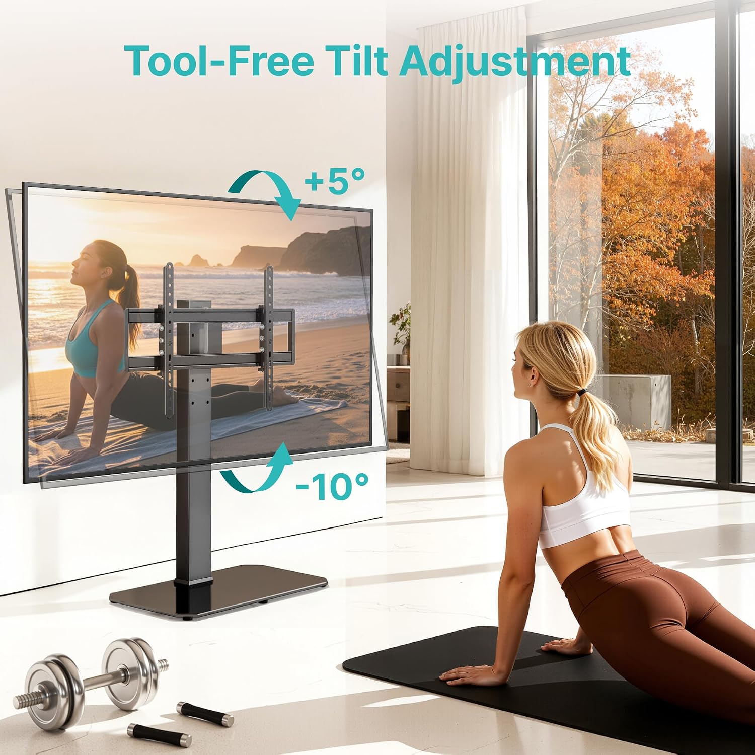 Pegzone Universal TV Stand Swivel with Power Outlet for 43-90'' TVs, Holds 154 lbs, Height Adjustable Large Table Top TV Stand, VESA MAX 600x400mm