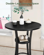 CHOEZON Round Bar Table, 2-Tier High Top & Counter Height Dining Table, Small Kitchen Dining Tables, for Bistro, Pub, Kitchen, Living Room, Black TBT03BB