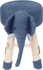 Animal Ottoman Stool, Kids Foot Stool, Polyester Elephant Footrest, Portable Small Seat for Children, Solid Pine Wood Legs, Bedroom Playroom Nursery Decor