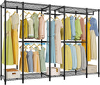 VIPEK V50 Basic Expandable Clothes Rack, Heavy Duty Closet System, Black | Freestanding, 5 hanging rods (2 extendable), 6 wire shelves, for Bedroom or Walk-in/Reach-in closet storage, 1200 lb Capacity