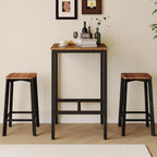 Lutown-Teen Square Bar Table, High Top Table - Industrial Metal Frame for Small Spaces & Narrow Kitchens, 23.6x23.6x36.9 in (LxWxH), Easy Assembly, Mahogany and Black