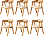 Chogori Wooden Dining Chairs, Modern Dining Room Chairs with Arms and Upholstered Seat, Farmhouse Style Chairs for Kitchen, Dining Room, Living Room (Dark Oak, Set of 6)
