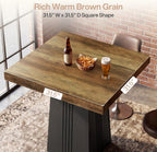 Tribesigns Square Bar Table, 35.4" H Bistro Pub Table with Fluted Hollow Base for Living Room Home Bar Cafe, Small Space (Only Table)