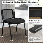 Tangkula Set of 10 Waiting Room Chairs, Stackable Reception Guest with Mesh Backrest, Waterfall Seat, Metal Frame & Carrying Handles, Office Desk Meeting Room Chairs for Lobby, Black