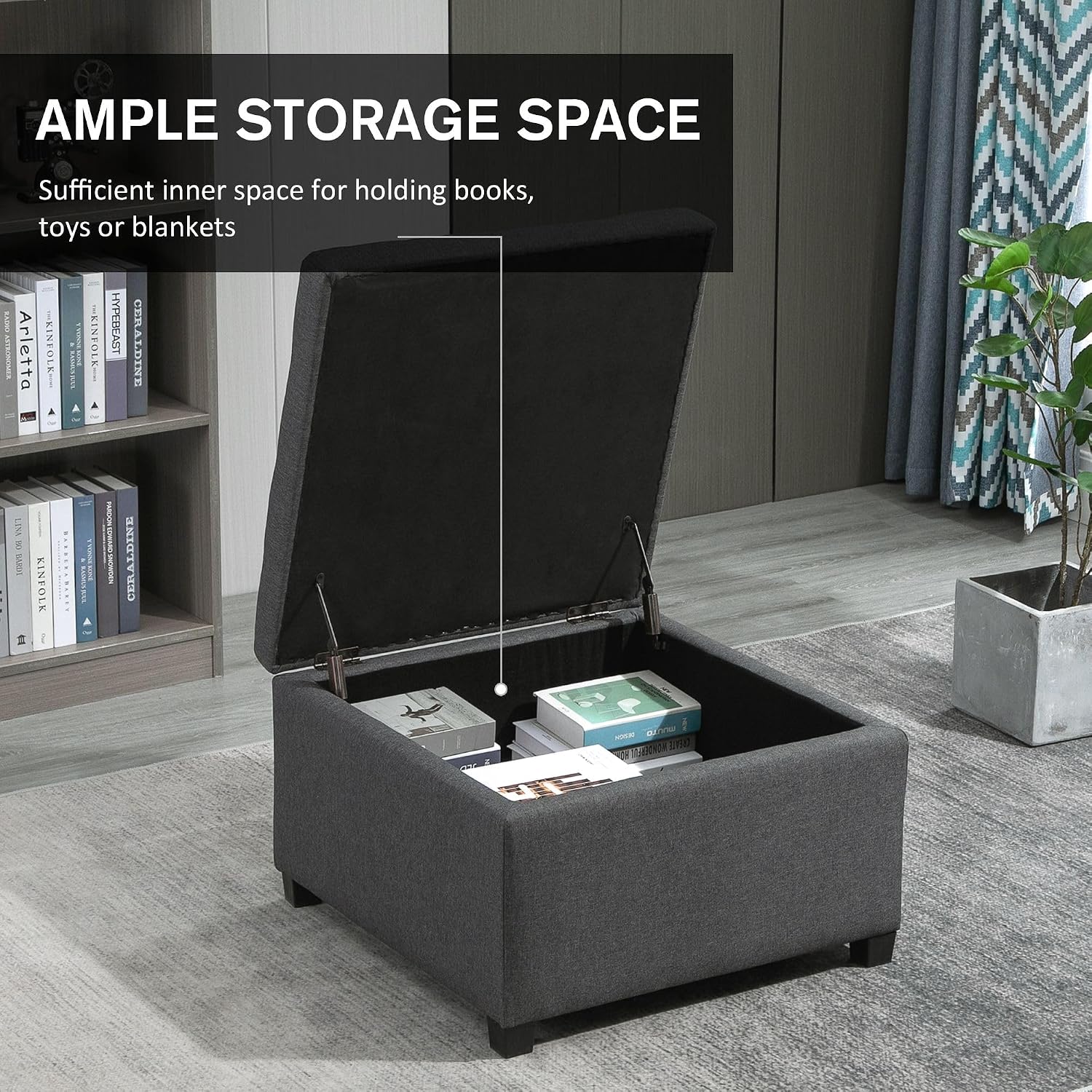 33x28x17inch 450lb Premium Quality Tufted Microfiber Storage Ottoman LiftTop Heavy Duty Metal Hinge Cherry FFor rame Charcoal