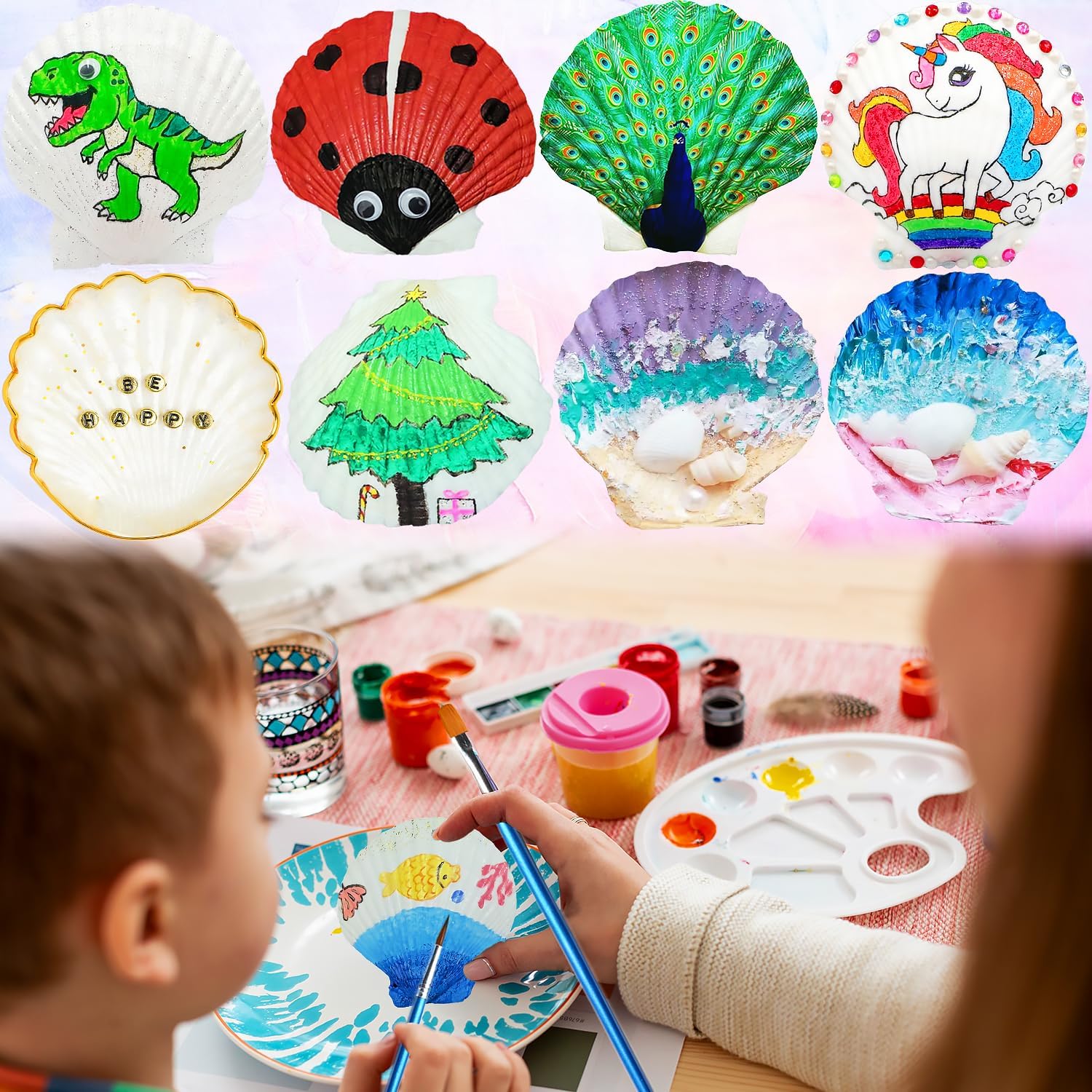 Lanwexy 16PCS Sea Shells Scallop Shells Natural White Sea Shells for DIY Craft Crafting,Painting,Baking,Home Decor and Beaching Wedding Decoration (10-12CM) Seashells Bulk