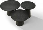 Black 3 Coffee, End, Console Table Set with Pedestal Base