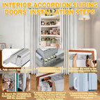 Tall White Sliding Accordion Doors with Handles & Acrylic Glass, Double Magnetic Folding Door, Customizable Size, Folding Double Doors for Closet Bathroom RV Doorway, Easy to Install, 20" Wx60 H