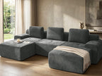 122" U Shaped Oversized Boneless Couch, Comfort Cloud Sectional Couches for Living Room, Modular Sofa High Back & Extra Deep Seat, No Assembly, Soft Chenille (Dark Grey, 122 inch-U shaped（3+2）)