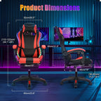 Gaming Chair with Bluetooth Speakers & Lights, Ergonomic High-Back Office Chair with Retractable Footrest, 360° Swivel Adjustable Computer Chair, Faux Leather Racing Style for Home Office & Gaming