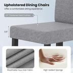 Giantex Upholstered Dining Chair Set of 2, Mid Century Modern Fabric Kitchen Chairs with Rubber Wood Legs, Thick Padded Seat, High Back, Side Armless Chairs for Living Dining Room (Gray)